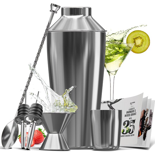 JoyTable Cocktail Shaker Set, Size: Silver, Count: 8 Piece